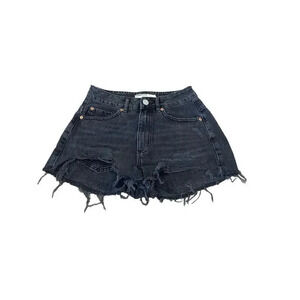 Garage Denim Women's Black Medium Wash Pull-On Ripped Jeans Shorts Size 0